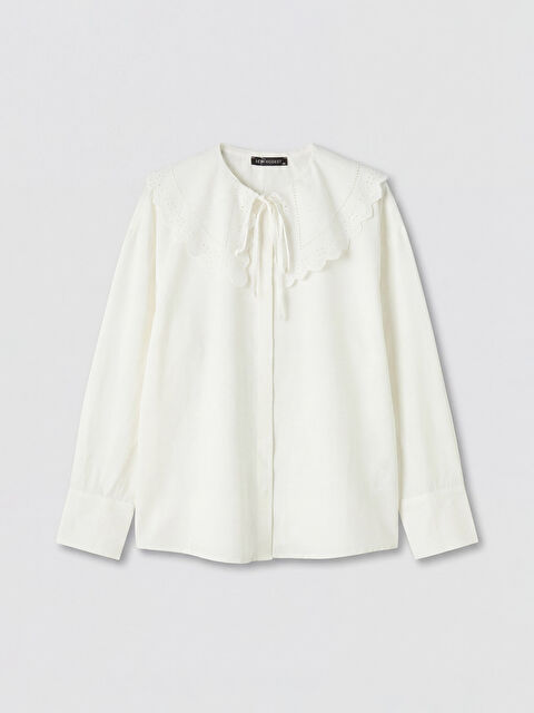 LCW Modest Bebe Yaka Nakışlı Kadın Gömlek Tunik