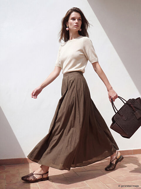 LCW Modest Beli Fermuarlı Kloş Etek