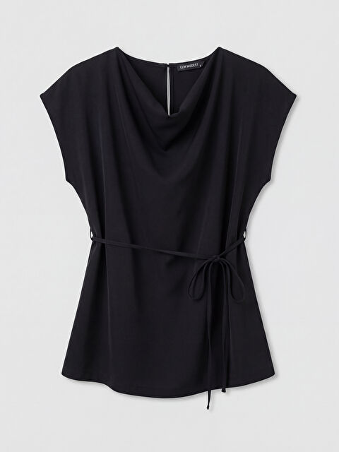 LCW Modest Kayık Yaka Kuşaklı Bluz - S6D686Z8-CVL