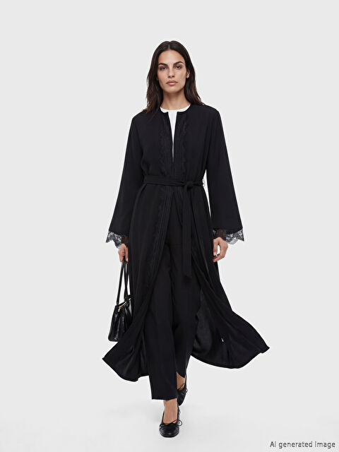 LCW Modest Bisiklet Yaka Krep A Kesim Elbise - S6E688Z8-CVL