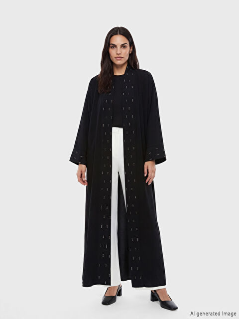 LCW Modest Şal Yaka Taşlı Oversize Kadın Kimono - S6C688Z8-CVL