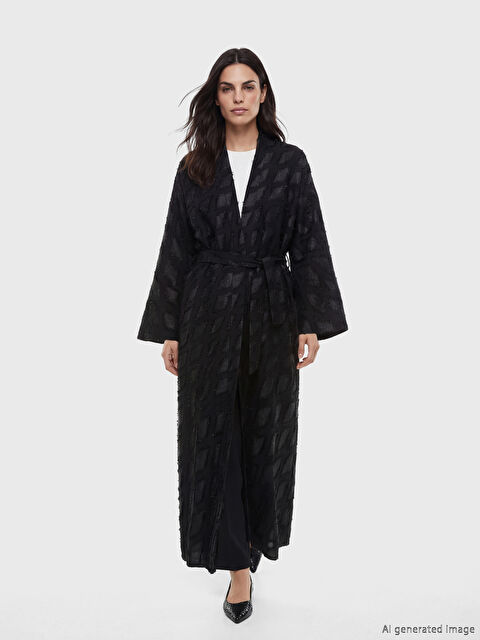 LCW Modest Şal Yaka Kuşaklı Kadın Ferace