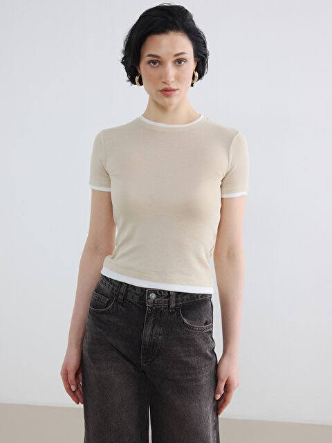 LCW Vision Bisiklet Yaka Kadın Tişört