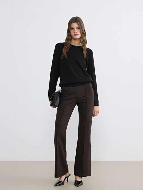 LCWAIKIKI Classic Yüksek Bel İspanyol Paça Ekose Kadın Pantolon - S6E693Z8-LLL