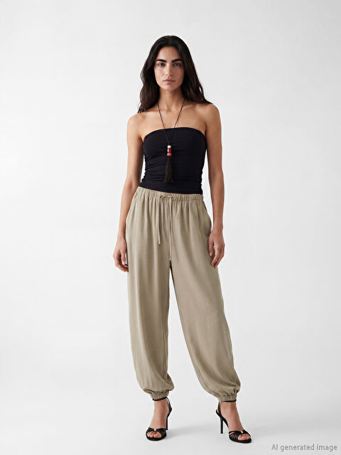 LCW Vision Beli Lastikli Kadın Jogger Pantolon