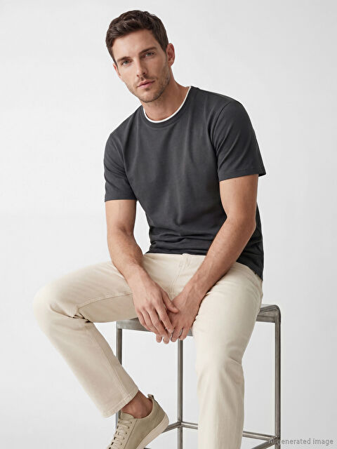 LCWAIKIKI Classic Bisiklet Yaka Erkek Tişört - S6D701Z8-YKZ