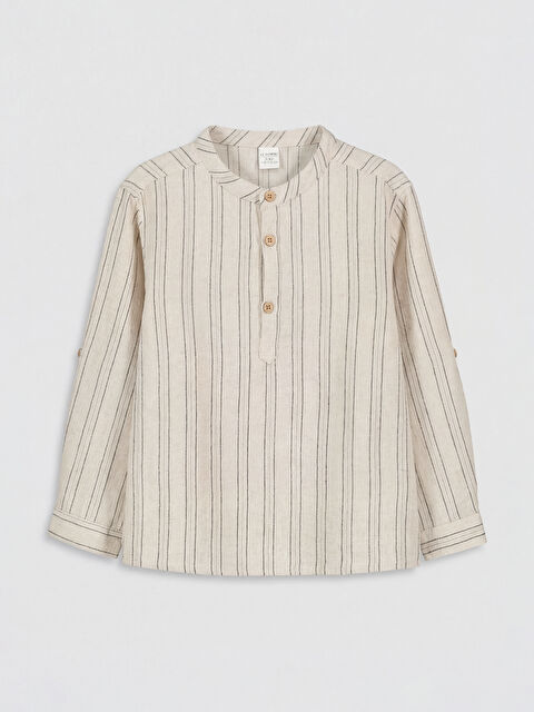 LCW Kids Çizgili Keten Karışımlı Erkek Çocuk Gömlek - S6D710Z1-LFT