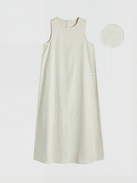 LCW Modest Bisiklet Yaka Keten Karışımlı Elbise