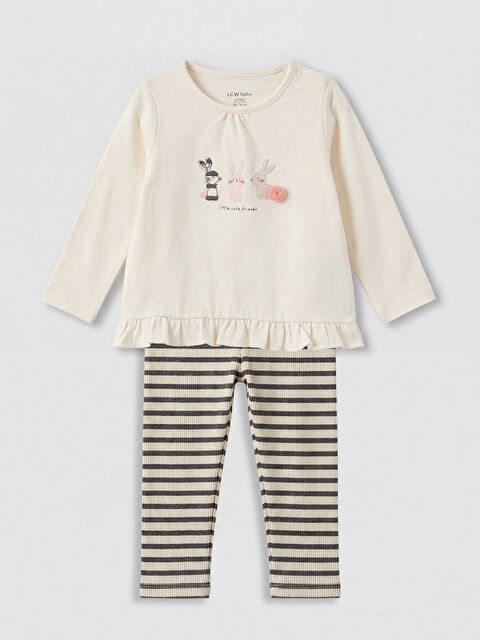 LCW baby Baskılı Kız Bebek Bluz ve Tayt - S6E713Z1-FRC