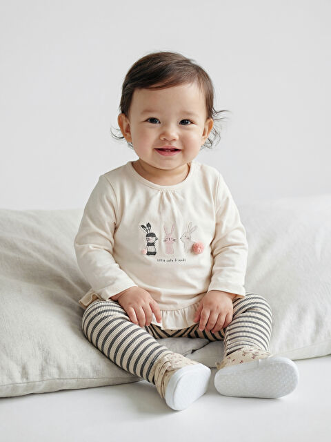 LCW baby Baskılı Kız Bebek Bluz ve Tayt