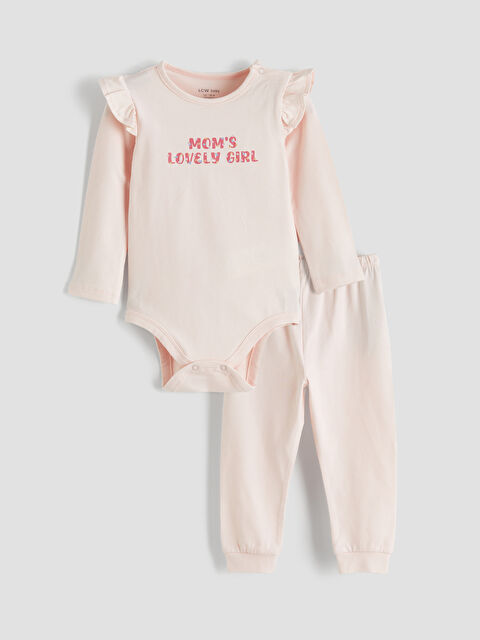 LCW baby Baskılı Kız Bebek Çıtçıtlı Body ve Pantolon - S6B713Z1-FR6