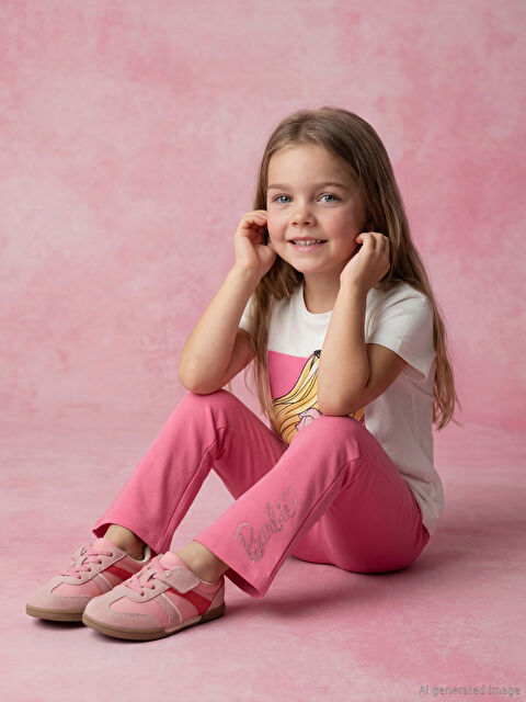 LCW Kids Barbie Lisanslı Kız Çocuk Takım