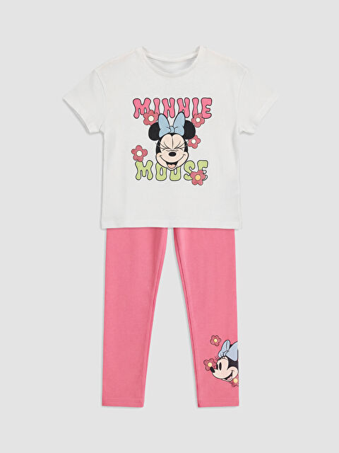 LCW Kids Minnie Mouse Baskılı Kız Çocuk Tişört ve Tayt - S6E717Z1-R9J