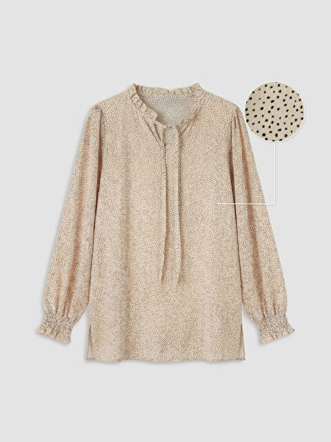 LCWAIKIKI Classic Bağlama Yaka Puantiyeli Kadın Tunik