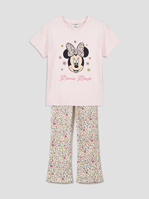 LCW Kids Minnie Mouse Baskılı Kız Çocuk Tişört ve Tayt - S6A726Z1-QWN