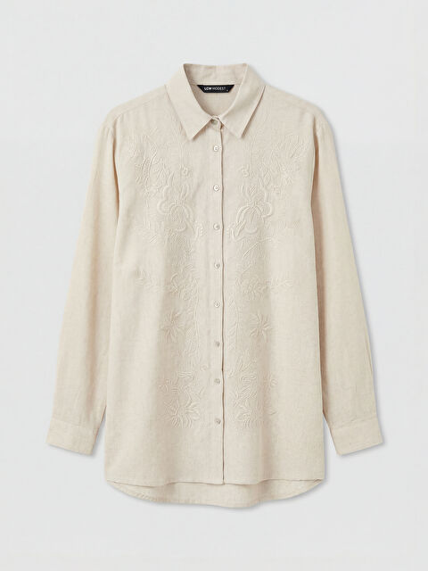 LCW Modest Nakışlı Oversize Kadın Gömlek Tunik - S6E729Z8-EEW