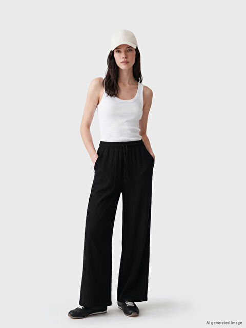 LCW Comfort Beli Lastikli Geniş Paça Kadın Pantolon