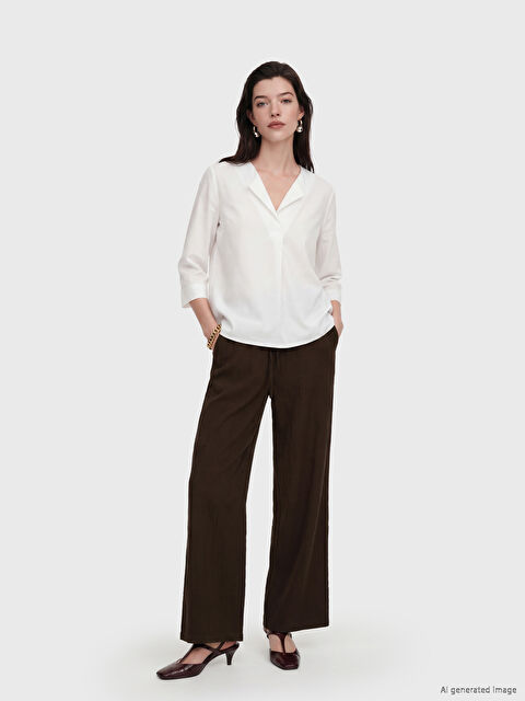 LCW Comfort Beli Lastikli Geniş Paça Kadın Pantolon