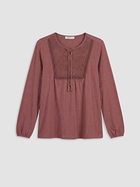 LCW Grace Bağlamalı Yaka Nakışlı Bluz