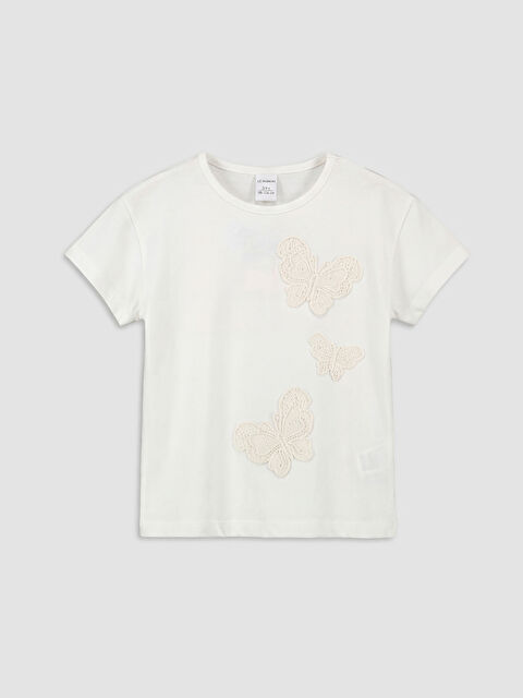 LCW Kids Kelebek Nakışlı Kız Çocuk Tişört - S6E732Z1-R9J