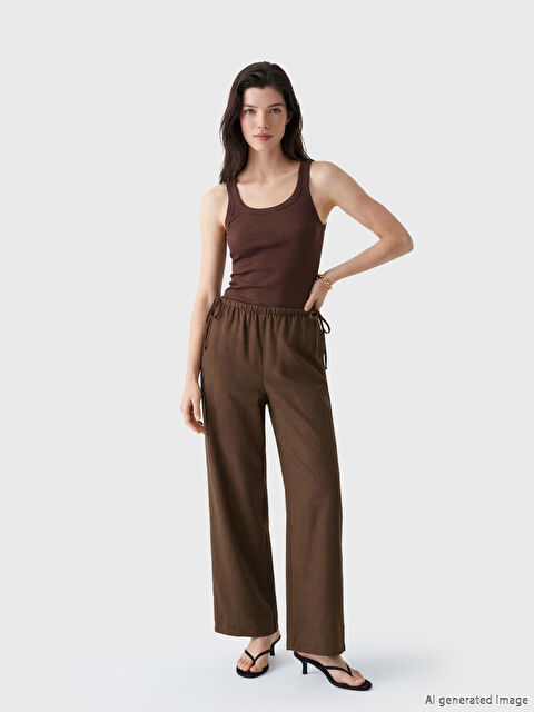LCW Comfort Beli Lastikli Keten Karışımlı Kadın Pantolon
