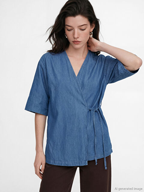 LCW Comfort Kruvaze Yaka Bağlamalı Kadın Tunik