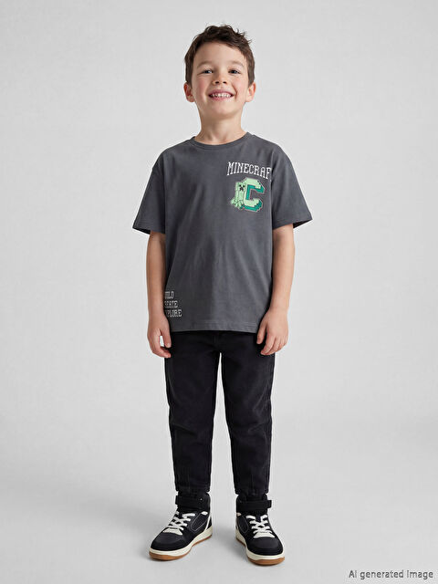 LCW Kids Minecraft Baskılı Erkek Çocuk Tişört