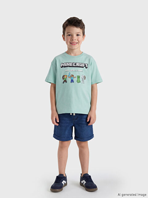 LCW Kids Minecraft Baskılı Erkek Çocuk Tişört