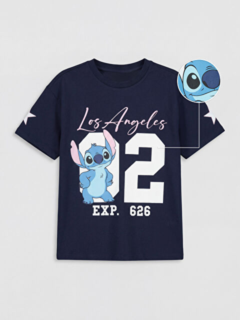LCW Kids Stitch Baskılı Kız Çocuk Tişört