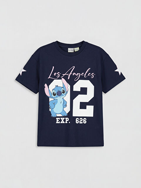 LCW Kids Stitch Baskılı Kız Çocuk Tişört