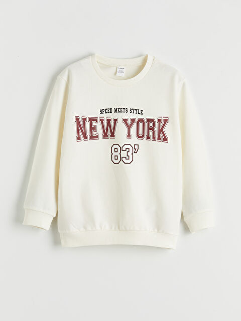 LCW Kids New York Baskılı Erkek Çocuk Sweatshirt - S6E739Z1-QVK