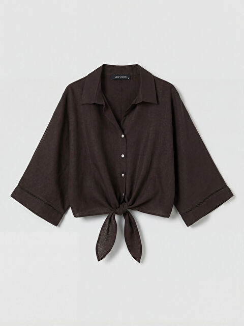 LCW Vision Crop Keten Karışımlı Kadın Gömlek