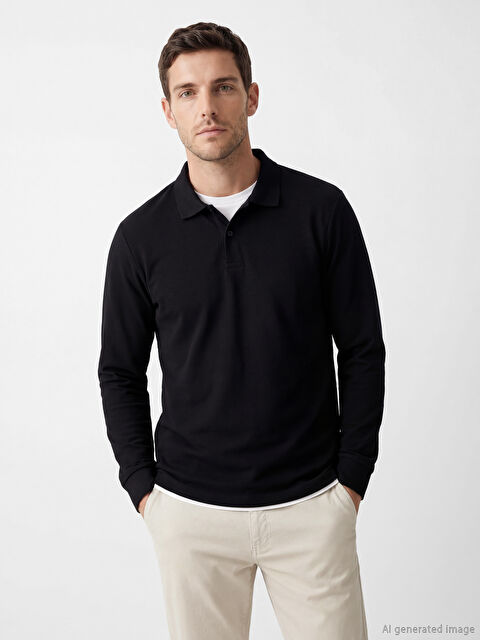 LCWAIKIKI Classic Polo Yaka Uzun Kollu Pike Erkek Tişört		
 - S6D740Z8-CVL