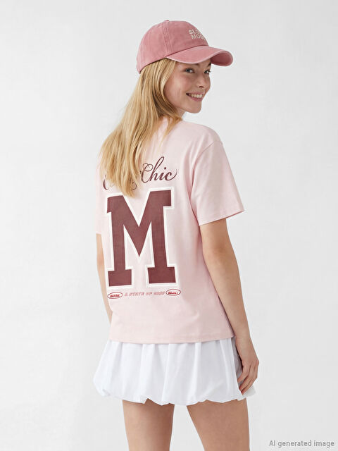 XSIDE Bisiklet Yaka Mickey Mouse Baskılı Kadın Tişört