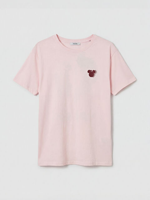 XSIDE Bisiklet Yaka Mickey Mouse Baskılı Kadın Tişört - S6C743Z8-14N