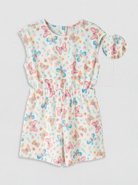 LCW Kids Kelebek Desenli Kız Çocuk Şortlu Tulum