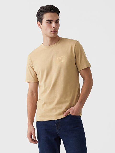 LCWAIKIKI Classic Bisiklet Yaka Baskılı Erkek Tişört