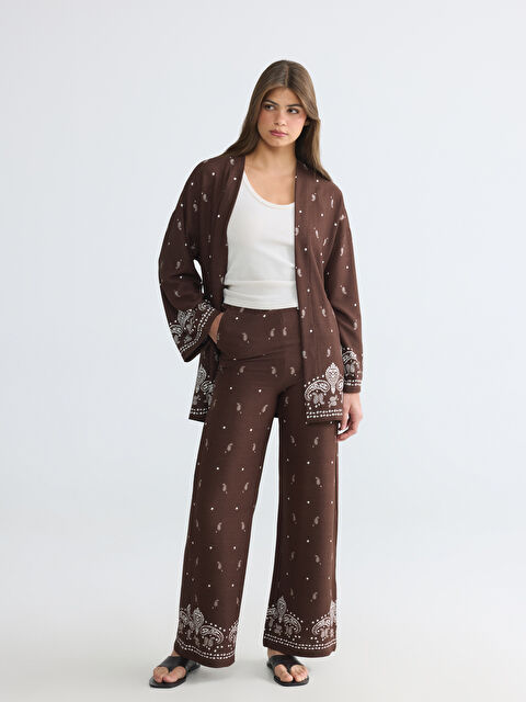 LCWAIKIKI Classic Beli Lastikli Desenli Kadın Pantolon