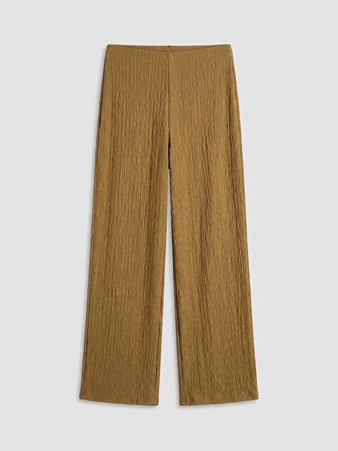 LCWAIKIKI Classic Beli Lastikli Dokulu Kadın Pantolon