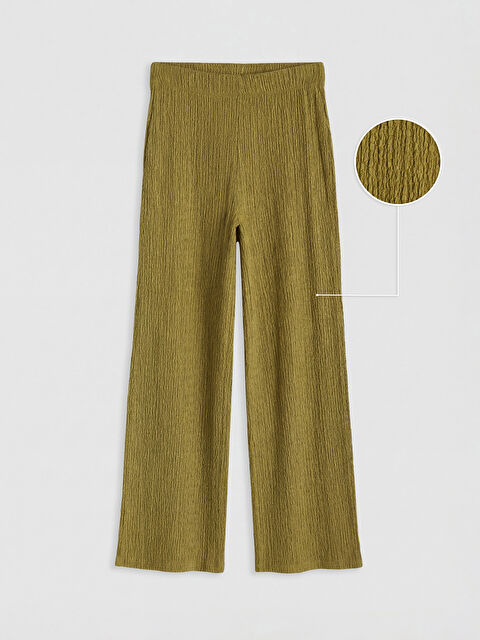 LCWAIKIKI Classic Beli Lastikli Dokulu Kadın Pantolon