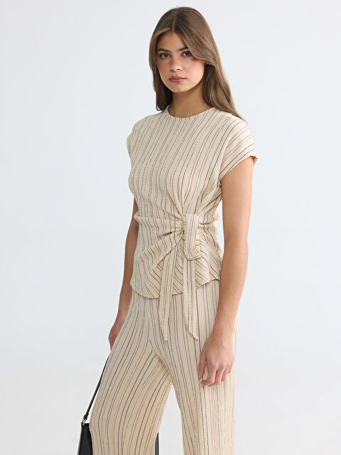 LCW EVERYDAY Çizgili Büzgülü Soft Touch Bluz