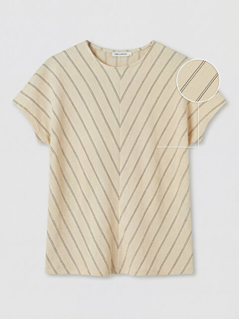 LCW EVERYDAY Bisiklet Yaka Çizgili Kadın Tişört