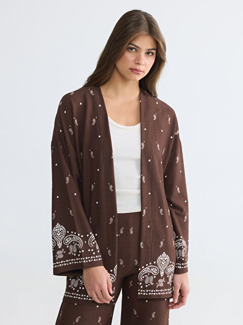 XSIDE Şal Yaka Desenli Kadın Hırka