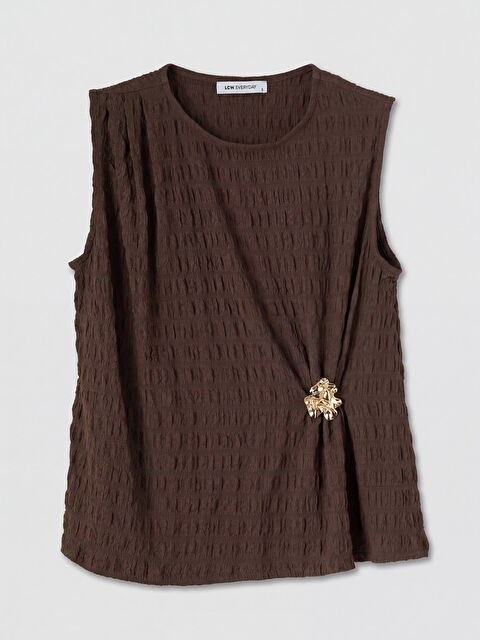 LCW EVERYDAY Bisiklet Yaka Aplikeli Büzgülü Bluz