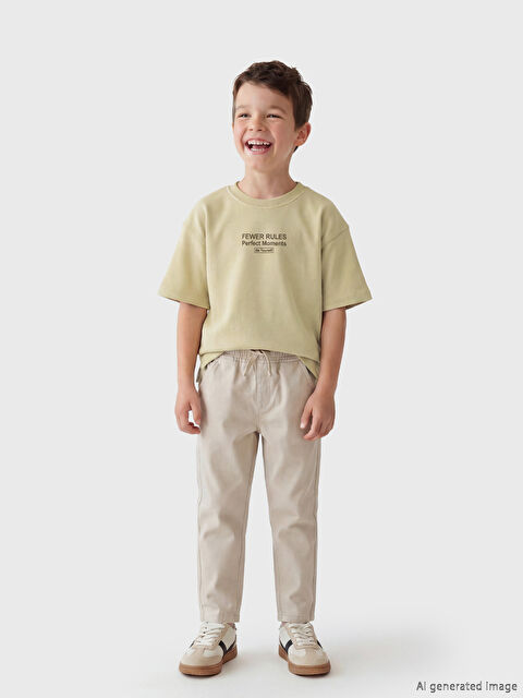 LCW Kids Bisiklet Yaka Baskılı Erkek Çocuk Tişört