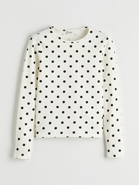 LCW Kids Bisiklet Yaka Puantiyeli Kız Çocuk Tişört - S6A759Z4-LRA