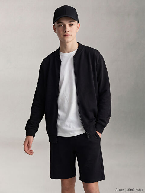 LCW Kids Kolej Yaka Erkek Çocuk Fermuarlı Sweatshirt