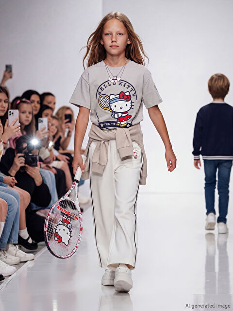 LCW Kids Bisiklet Yaka Hello Kitty Baskılı Kız Çocuk Tişört