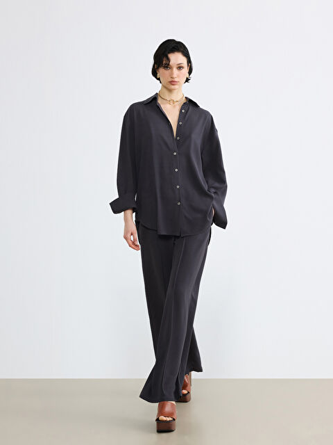 Soulife Beli Lastikli Geniş Paça Kadın Pileli Pantolon - S6F772Z8-CTH