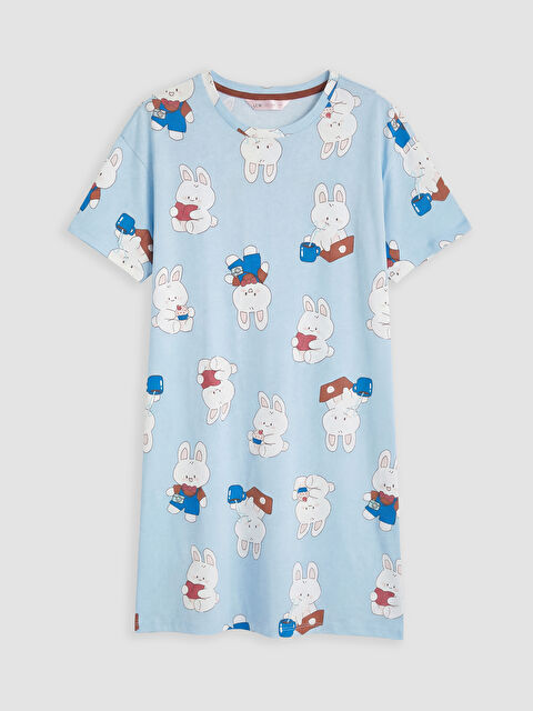 LCW Young Bisiklet Yaka Baskılı Kadın Gecelik - S6E772Z8-LQQ